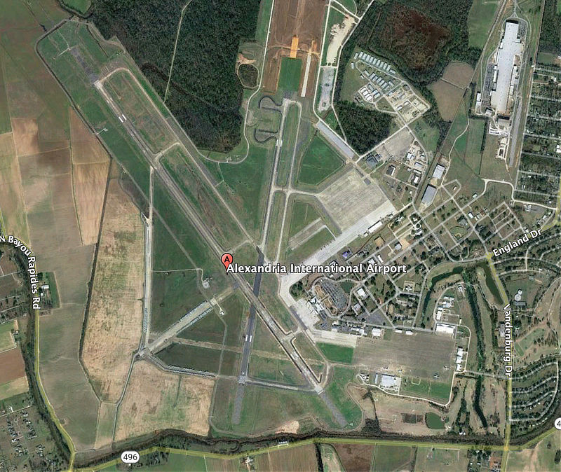 Aerial view of Alexandria International Airport (AEX) in Central Louisiana