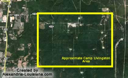 Satellite image of the Camp Livingston Louisiana area, 2016, courtesy of Google Maps ... click for interactive map