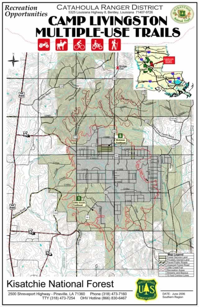 Map of the U.S. Forest Service Camp Livingston Multi-Use Trails