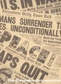 Newspaper headline - Peace! World War II ends