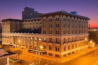 The classic Hotel Bentley in Alexandria, Louisiana, at 200 Desoto Street at the corner of 3rd Street in downtown