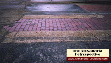 Evidence of streetcar tracks still visible in Alexandria, Louisiana, circa 2000 