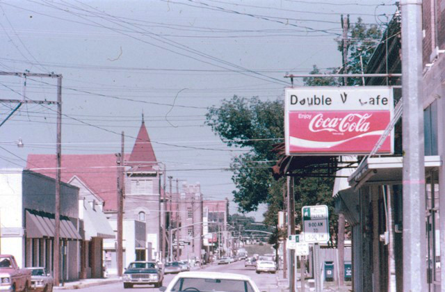 Double-V Cafe, 935 Jackson Street, looking east towards the Red River in downtown Alexandria, Louisiana