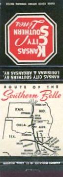Route of the Southern Belle matchbook cover