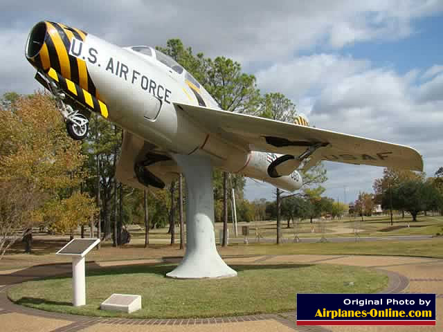 F-84F Thunderstreak at airpark at entrance to AEX